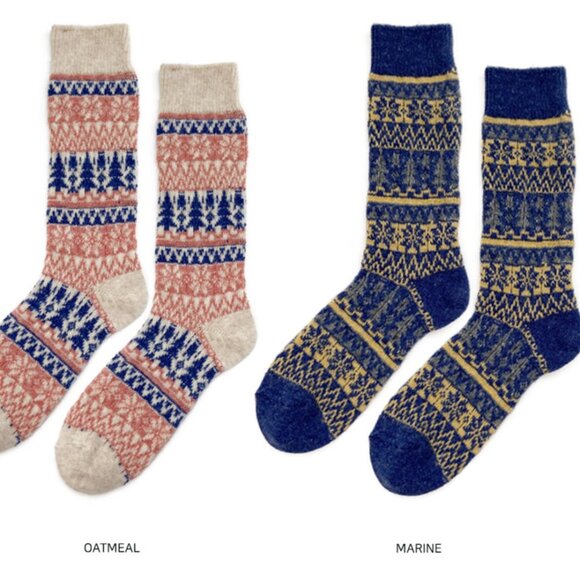 Snowflake Pattern Wool Cashmere Socks - Picture 3 of 8